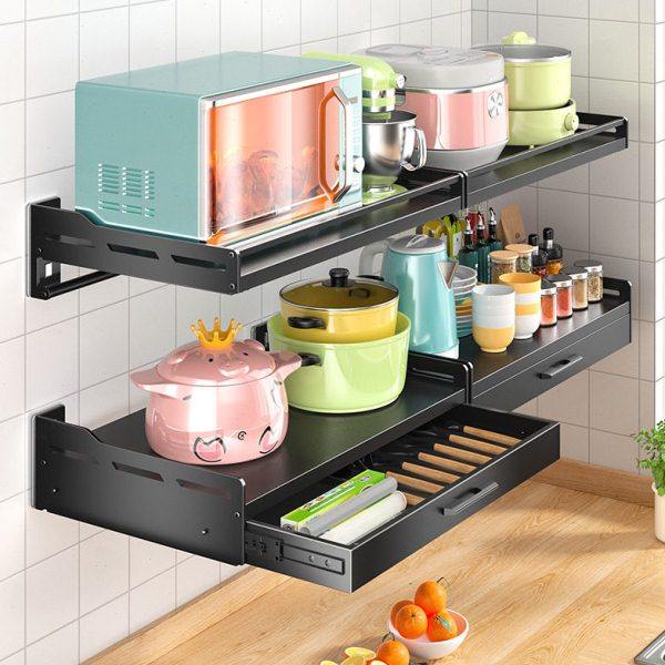 不锈钢厨房微波炉置物架挂墙上烤箱架子支架免打孔壁挂式收纳挂架,厨房/烹饪用具,微波炉置物架,淘宝优惠券,粉丝福利购,淘宝优惠卷