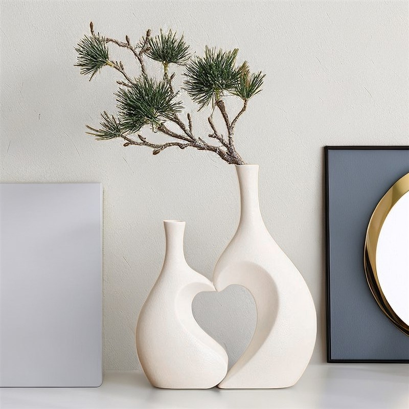 新中式创意陶瓷黑色花瓶家居客厅电视柜装饰摆件花V器书桌柜台摆