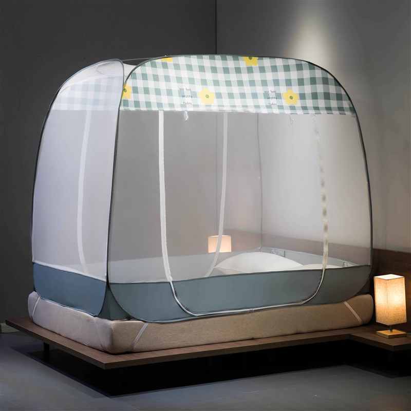 新款三开门免安装蒙古m包蚊帐1.8m床双人家用加密加厚纹帐1.5m/1.