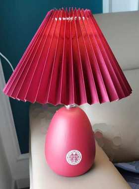 婚房红色新娘陪嫁灯喜庆浪漫长明灯卧室结婚床头调光台灯led喜灯