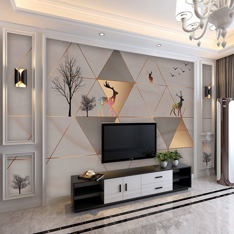 8d电视背景墙新款2023壁纸3d立体墙布简约自粘客厅