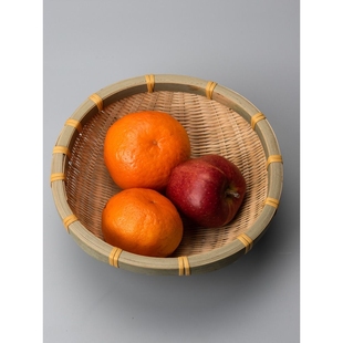 筲箕竹编制品簸箕圆形竹筛子笸箩农家收纳畚箕小箩筐洗菜竹篮家用