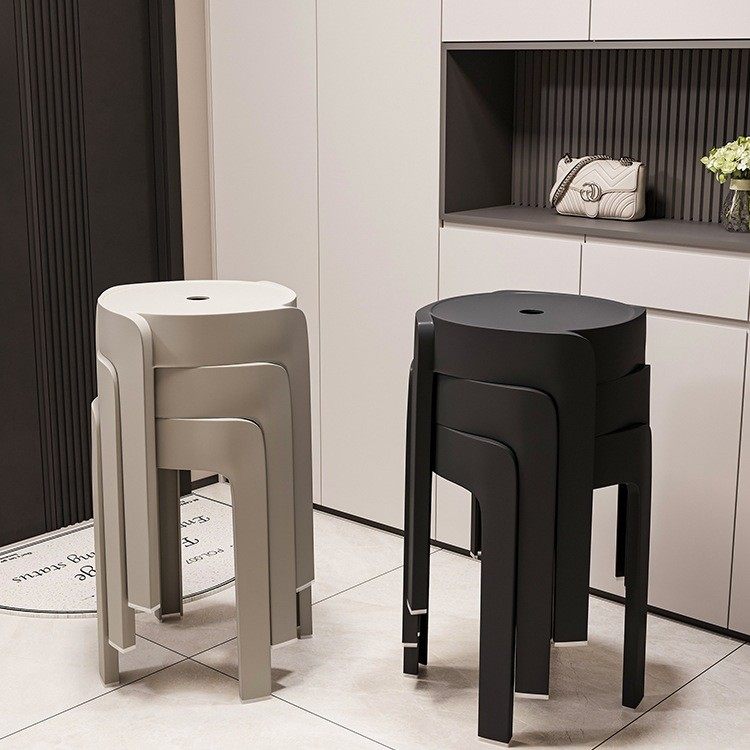 塑料凳子家用加厚圆板凳可叠放餐桌备用风车凳特厚结实耐用高椅子