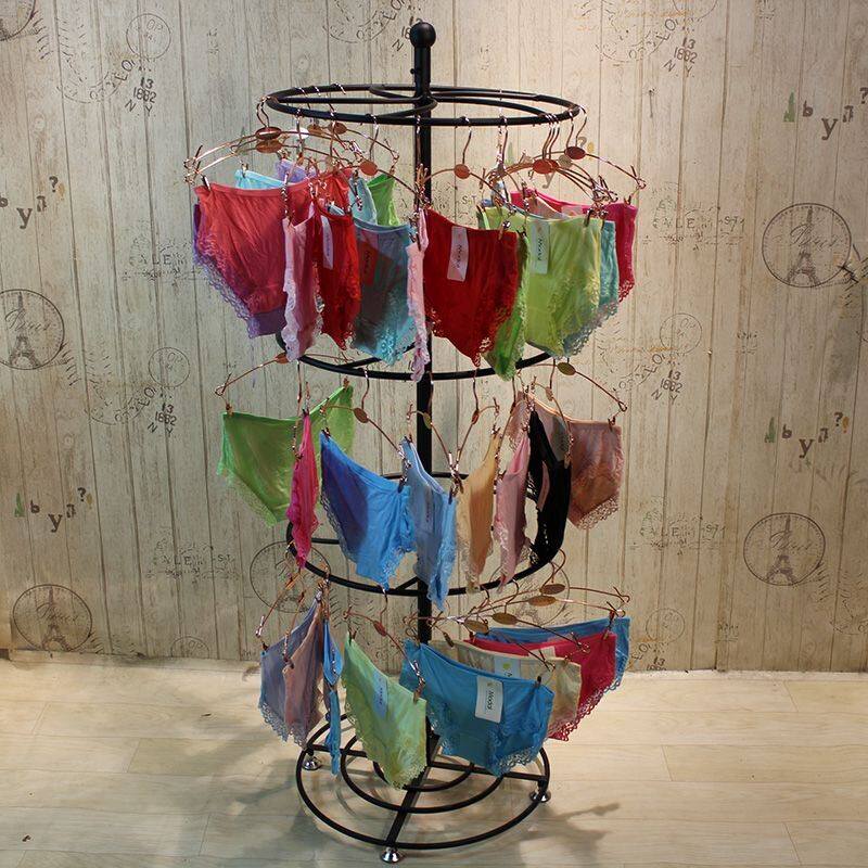 央铁圆形落地式多层内衣展示架挂文胸内裤架子多功能旋转内衣货架