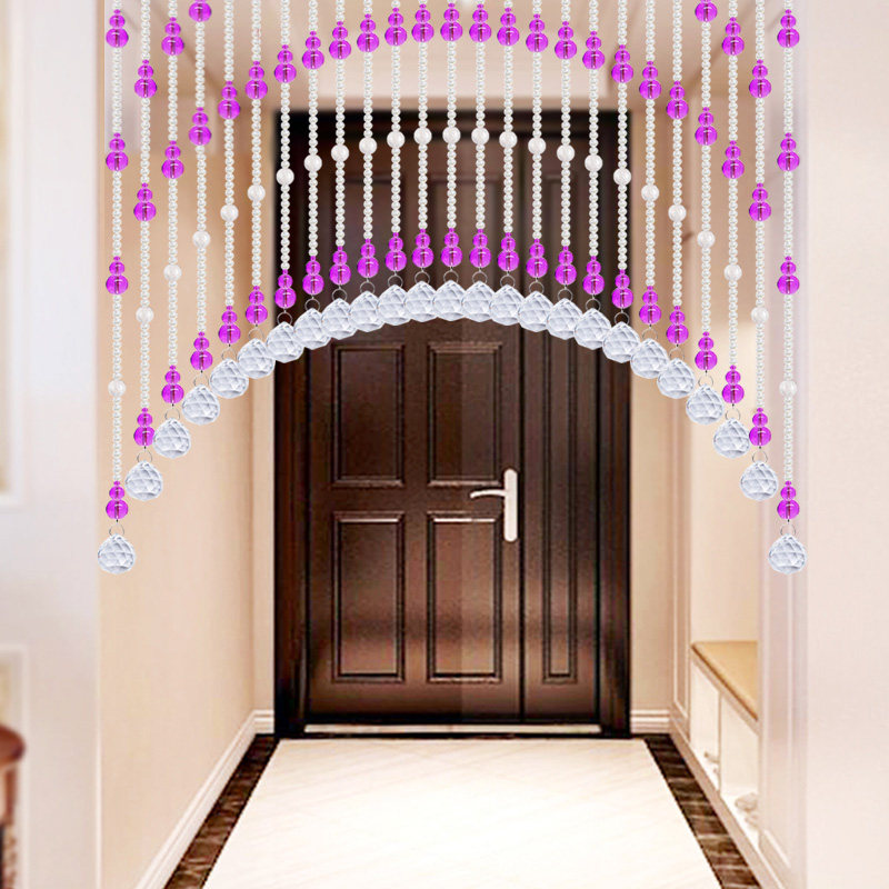 水晶珠帘装饰水晶珠帘隔断帘成品卫生间门帘玄关客厅半挂紫色
