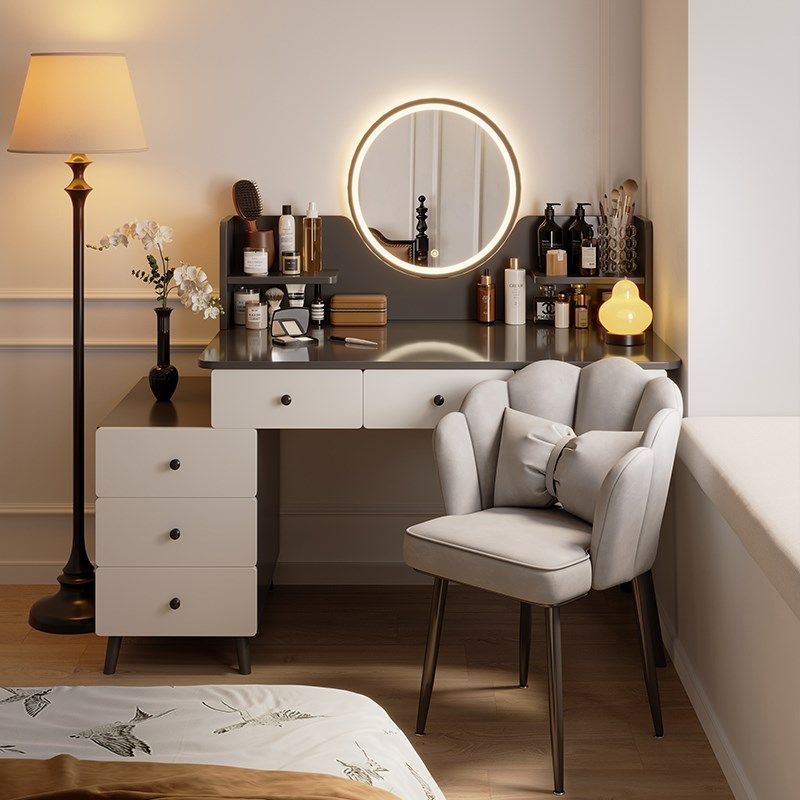 梳妆台现代卧室简约化妆桌镜2025新款轻奢高级感主卧收纳斗柜一体