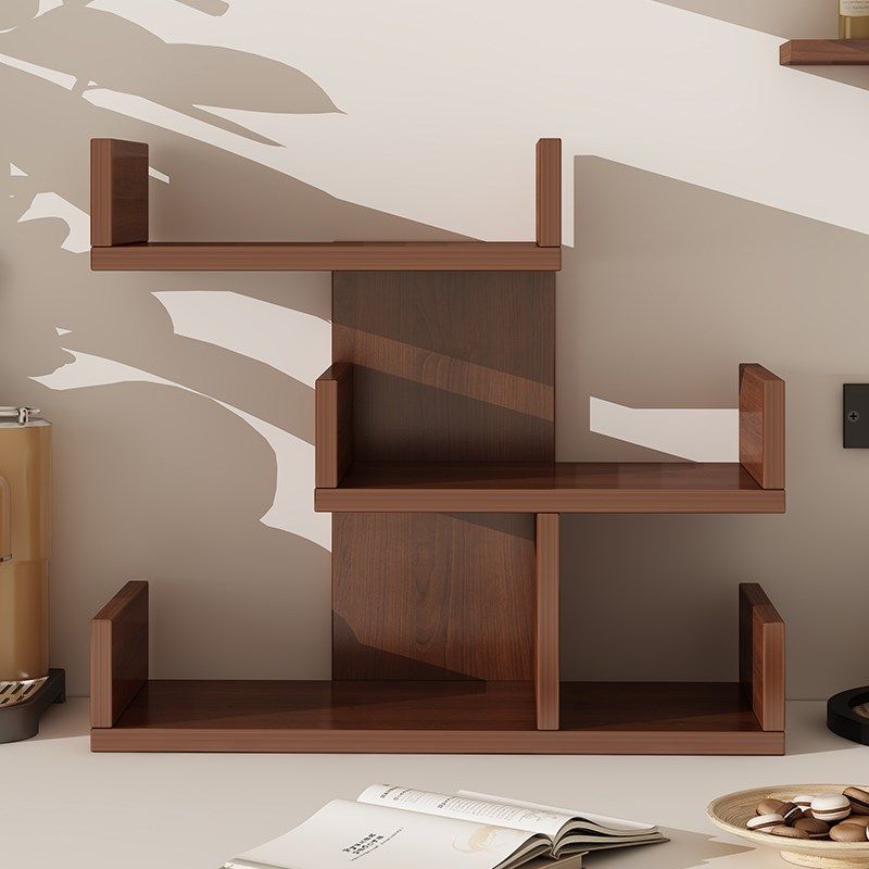 实木桌面书架置物架学生书桌上收纳分层架办公室整理架架子小书柜