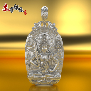 99纯银十二生肖吊坠虚空藏菩萨属牛虎本命佛复古项链男女霸气时尚