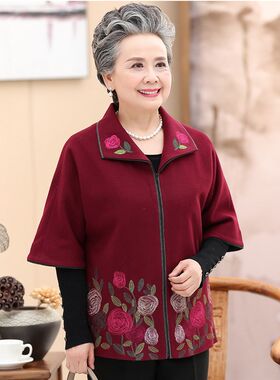 加肥加大妈妈装外衣春秋中老年女外套中袖特大码220斤胖太太服饰