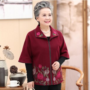 加肥加大妈妈装外衣春秋中老年女外套中袖特大码220斤胖太太服饰