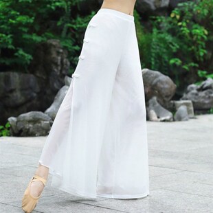 白色雪纺裤女夏薄款阔腿裤高腰显瘦长裤宽松大码文艺休闲裤大摆裤