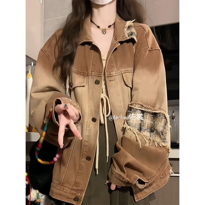 美式高街牛仔外套女2025