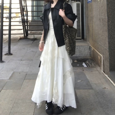 不规则蕾丝白色半身裙大