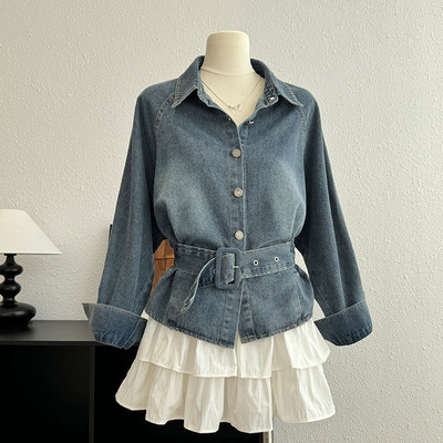 复古设计感翻领长袖衬衫