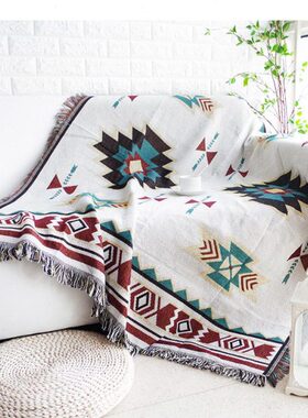 毯苏毯全棉线布艺沙发巾全盖针织雷双人沙发毯子四季桌布克老虎椅