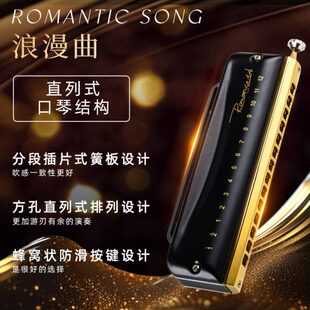 EASTTOP东方鼎16孔14孔浪漫曲半音阶口琴专业级演奏直列式口琴