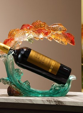 红酒架摆件好运i锦鲤餐桌酒托高级感轻奢高档大气餐边柜酒柜装饰
