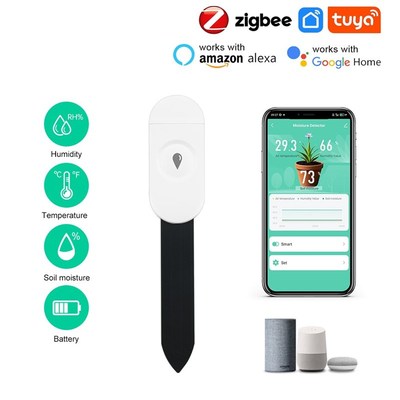 Zigbee 3i.0智能土壤湿度检测器土壤温湿度传感器语音兼容2Mqtt