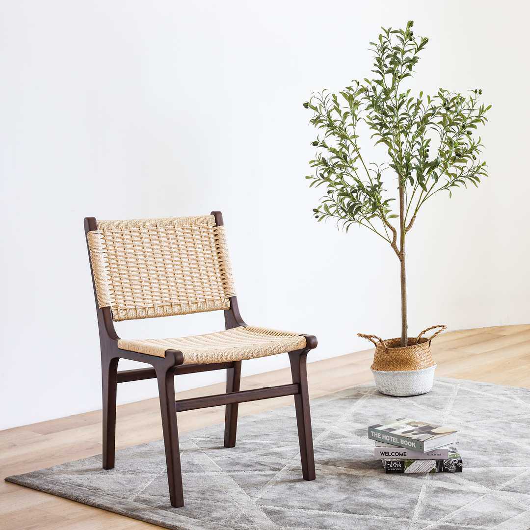 厂家出口北欧时尚餐椅 民宿酒店餐厅白蜡木编藤椅家具休闲椅子