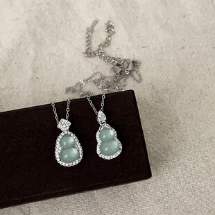 迟慢慢  国风玉髓葫芦项链新中式轻奢镶钻精致简约百搭锁骨链新款