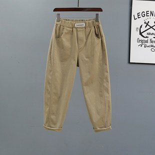 子女设计感洋气宽松老爹九分哈伦萝卜裤 松紧腰休闲裤 新款 2024夏季