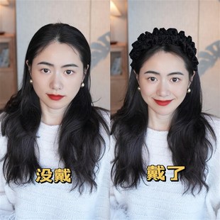 兰壹壹神秘女侠丝绒发箍秋冬简约高级感黑色钻钻发箍