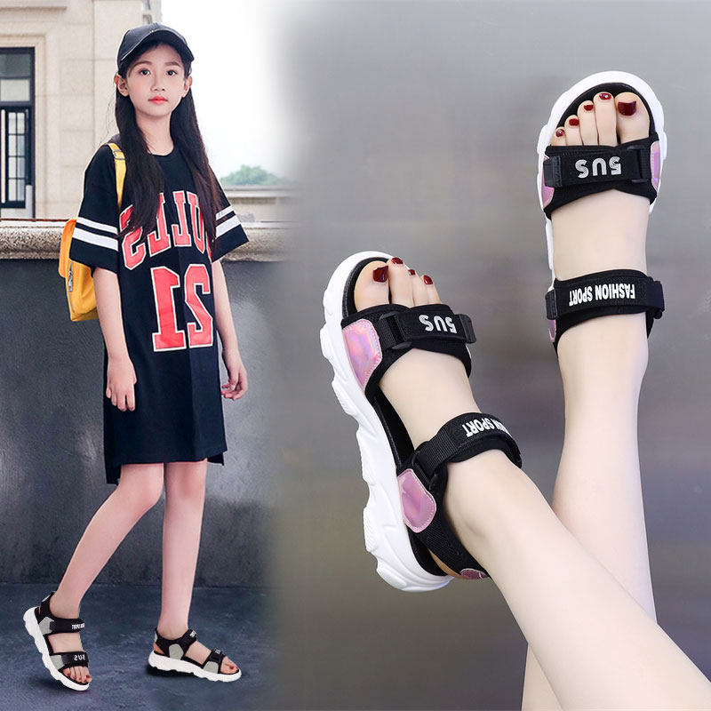 女大童凉鞋2023年新款初中学生夏软底女孩百搭平底运动大码沙滩鞋,童鞋/婴儿鞋/亲子鞋,凉鞋,淘宝优惠券,粉丝福利购,淘宝优惠卷