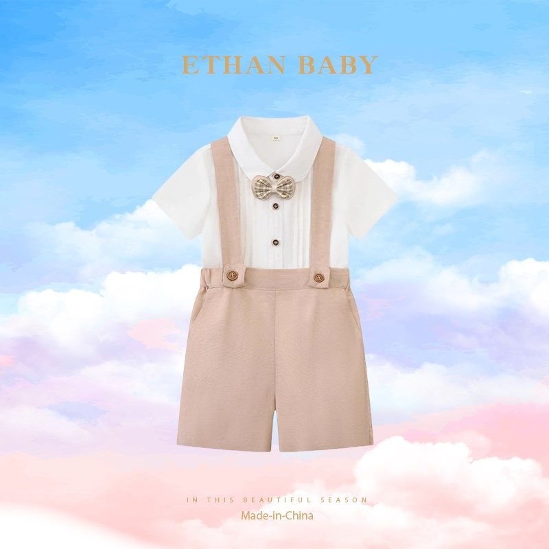 男童夏季新款儿童短袖打褶上衣短裤套装男宝宝绅士礼服两件套,童装/婴儿装/亲子装,儿童礼服,淘宝优惠券,粉丝福利购,淘宝优惠卷