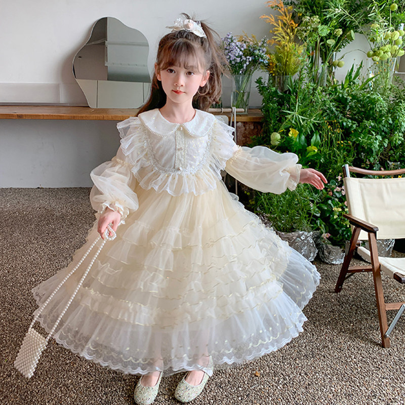 女童洋装秋装2023新款小女孩洋派裙子秋款儿童秋季蓬蓬纱公主裙