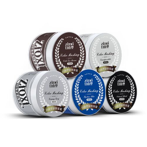奶奶灰发泥一次性染色发泥男士定型爷爷白蓝色彩色染发膏造型发蜡