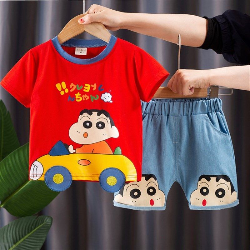 3-4-5-6个月男婴儿衣服纯棉0-1一2岁宝宝夏装短袖套装7-8-9男童装