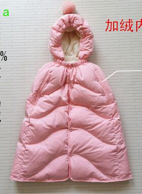 婴幼儿宝宝外出羽绒服披风连体衣幼童抱被斗篷加厚新款可伸手冬