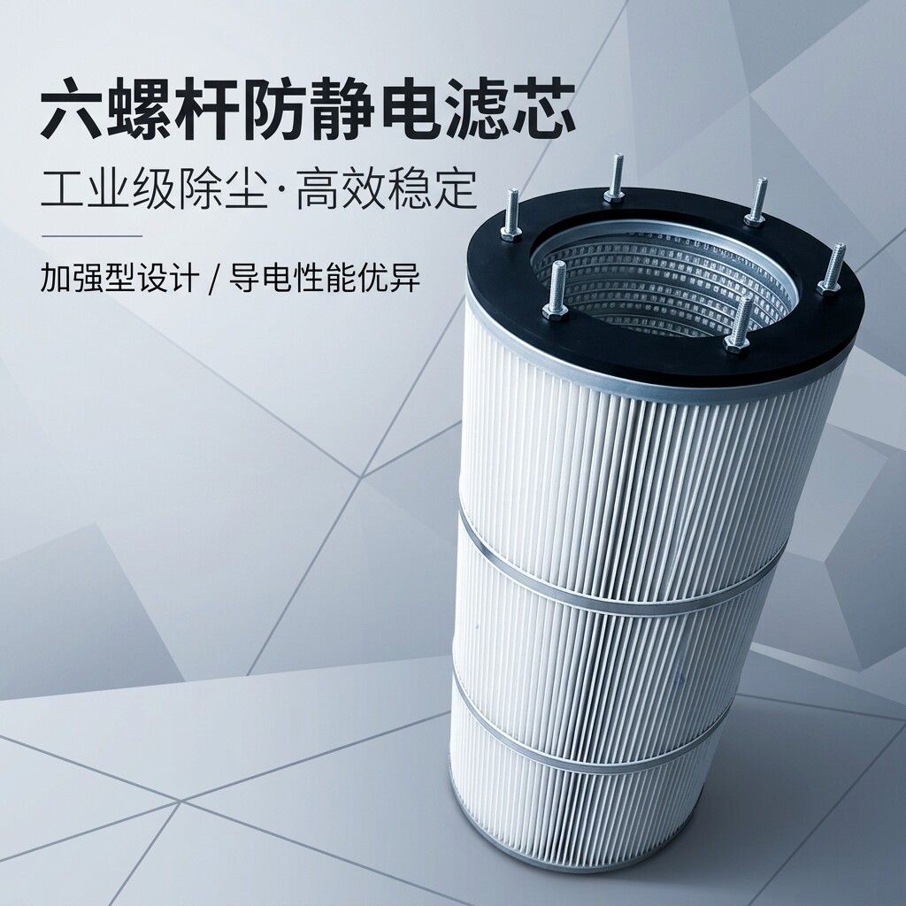 螺杆防静电除尘滤芯工业集尘器除尘滤芯滤筒喷塑覆膜六螺杆除尘器