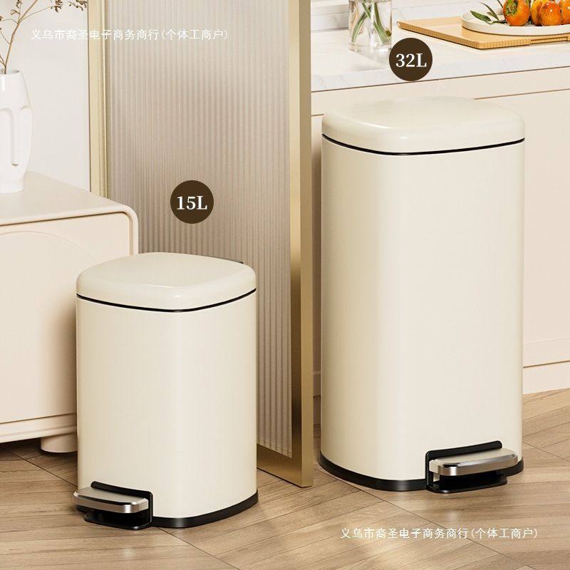 垃圾桶家用不锈钢客厅轻奢卧室厨房大容量卫生间带盖脚踏式高颜值