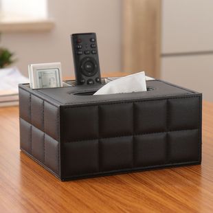 多格版羊皮纹纸巾盒客厅桌面 多功能手抽纸巾盒家用收纳面巾纸盒