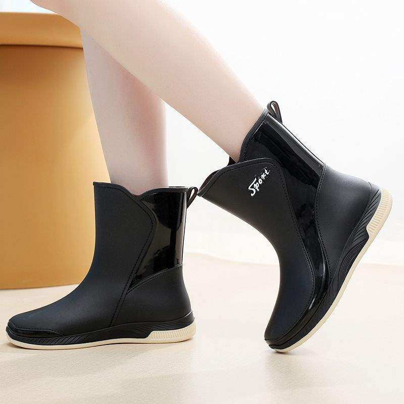 中筒雨鞋女款防水加绒耐磨成人厨房水鞋女士时尚防滑保暖工作胶鞋