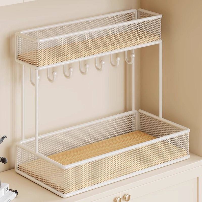 玄关放钥匙收纳架入户门口鞋柜上创意桌面装饰摆件置物架饰品挂盒