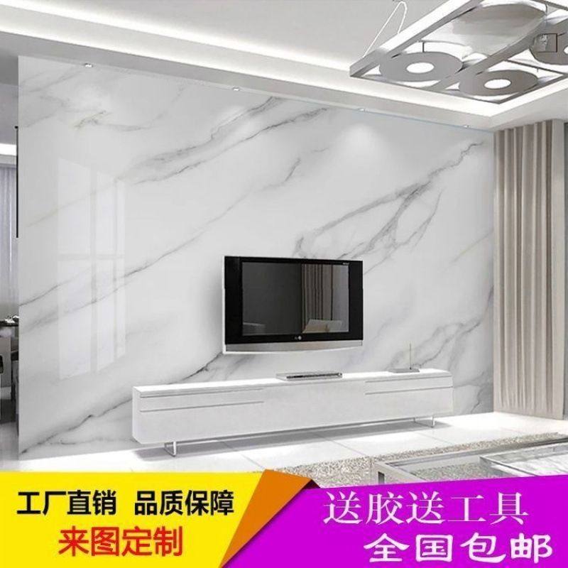 钉制仿大理石纹壁画电视背景墙壁纸简约现代整张墙纸客厅无缝墙布