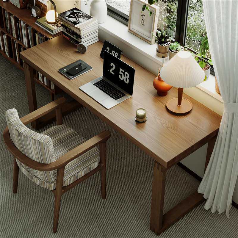 靠窗全实木莫比恩书桌卧室靠墙电脑桌书房简易家用长条办公桌书桌