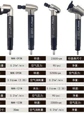 NHK弯头气动打磨机折弯风磨机雕刻机研磨补胎倒角气磨机90°120°
