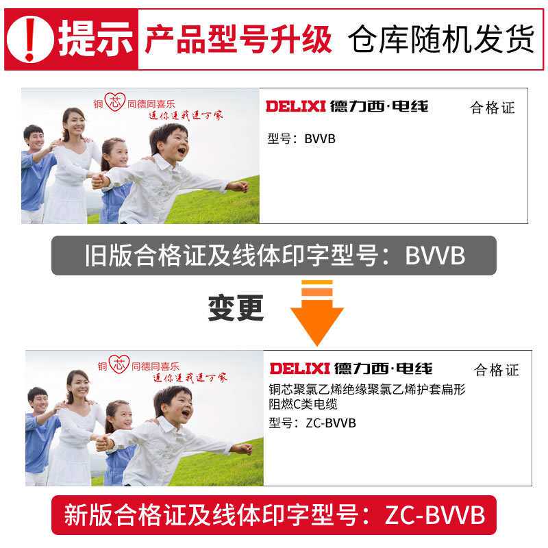 德力西电线电缆BVVB2芯3芯硬护套线 扁平电源线 国标铜芯线 100米