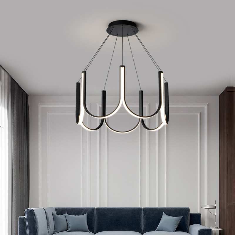 客厅吊灯现代简约2023年新款极简轻奢铝材U形餐厅吊灯北欧客厅灯