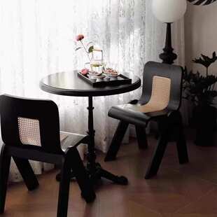 法式复古咖啡厅桌椅组合奶茶店甜品蛋糕店商用西餐厅实木餐桌椅