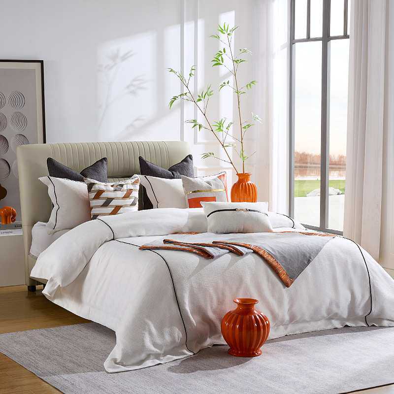 现代高档别墅家具展厅软装套件样板房床上用品轻奢样板间楼盘床品