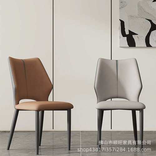 意式极简家用餐椅轻奢北欧设计师现代简约餐厅猫抓皮椅休闲洽谈椅