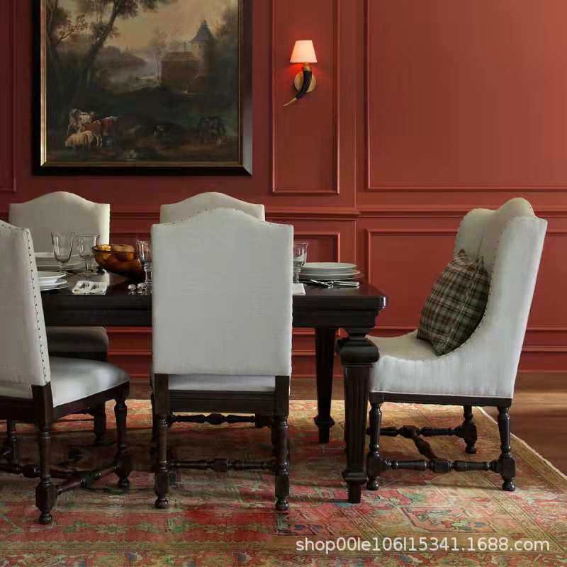 美法式雕花实木家具复古轻奢酒店餐厅样板房新古典长方形民宿餐桌