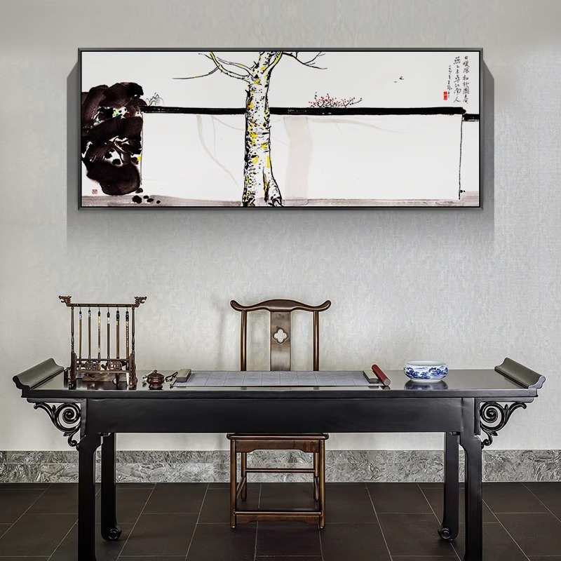 现代新中式客厅横幅装饰画吴冠中双燕书房卧室床头挂画名家国画