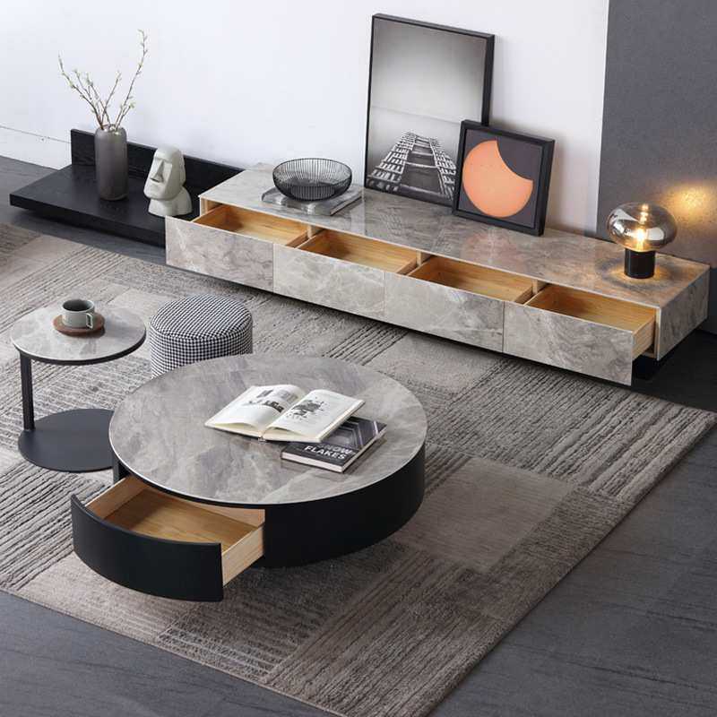 意式轻奢进口岩板可伸缩电视柜茶几组合极简大小户型客厅拉伸地柜,3C数码配件,USB灯,淘宝优惠券,粉丝福利购,淘宝优惠卷