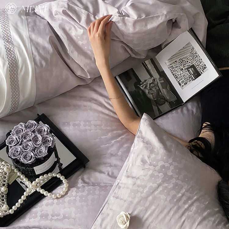 轻奢风100S长绒棉床单四件套全棉纯棉被套罩提花床上用品