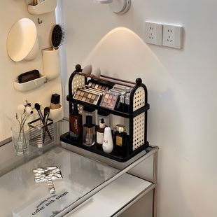 中古风化妆品置物架感轻奢多层收纳架桌面储物架子整理架杯架2025